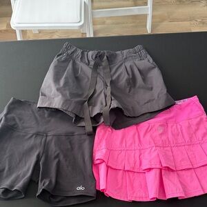 Black Shorts and Pink Skirt Set